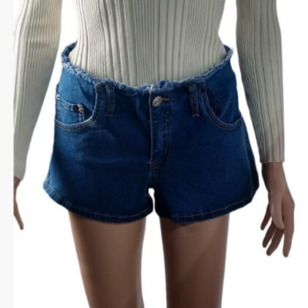 NWT RUE 21‎ LOW RISE FRAYED WAIST ULTIMATE STRETCH SHORTIE DENIM JEAN SHORTS 10